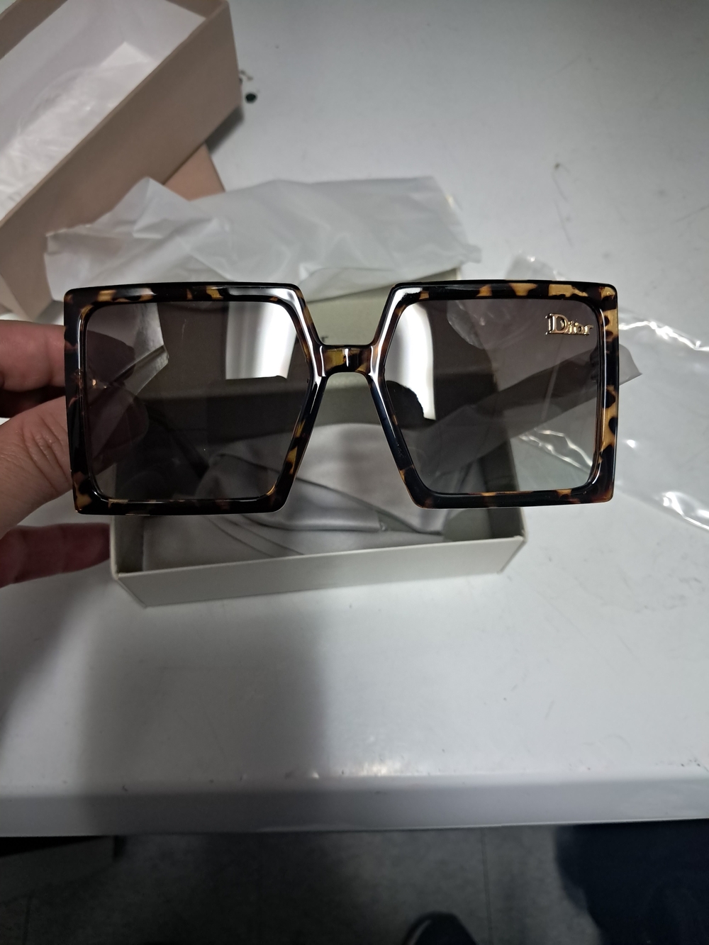 Dior Tortoiseshell Oversized Square Sunglasses - Brown Gradient Lenses